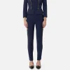 Pantalone dritto in crêpe stretch con zip