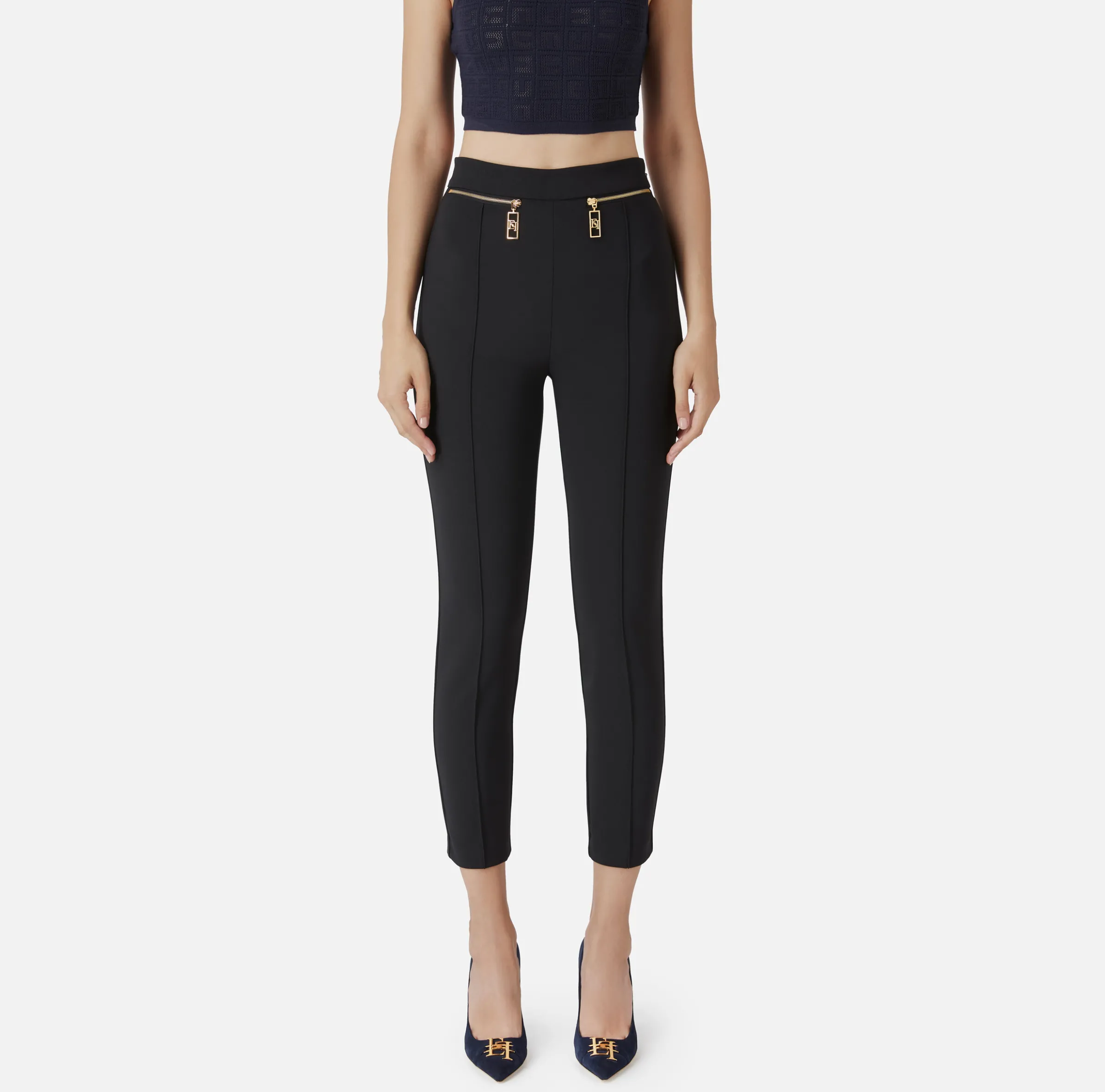 Pantalone dritto in crêpe con zip