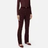 Pantalone dritto in crêpe flock con cintura