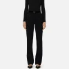 Pantalone dritto in crêpe flock con cintura