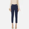 Pantalone dritto in crêpe stretch con rivetto logo