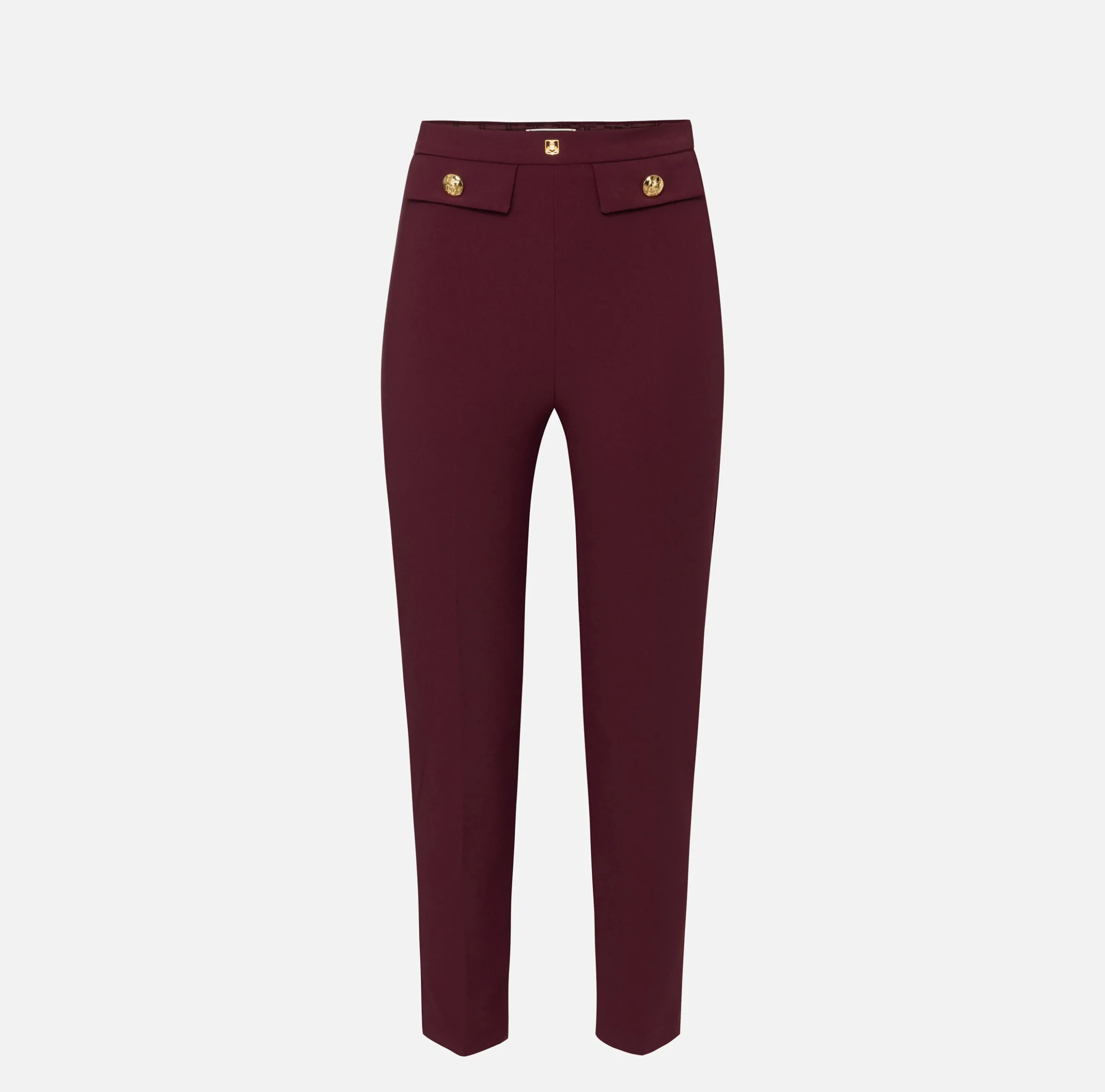Pantalone dritto in crêpe stretch con rivetto logo