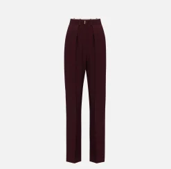 Pantalone dritto in crêpe satin con bande