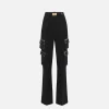 Pantalone dritto in crêpe con tasche e cintura