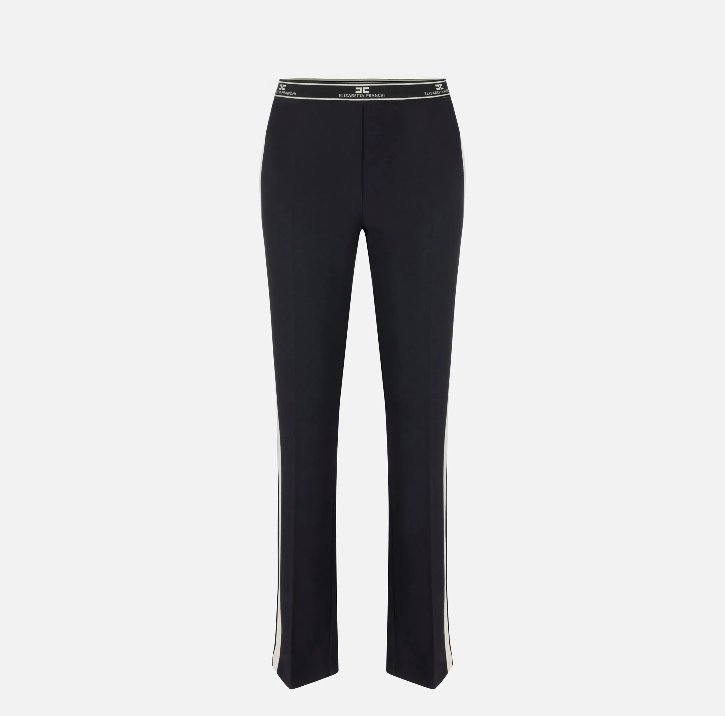 Pantalone dritto in crêpe con banda laterale
