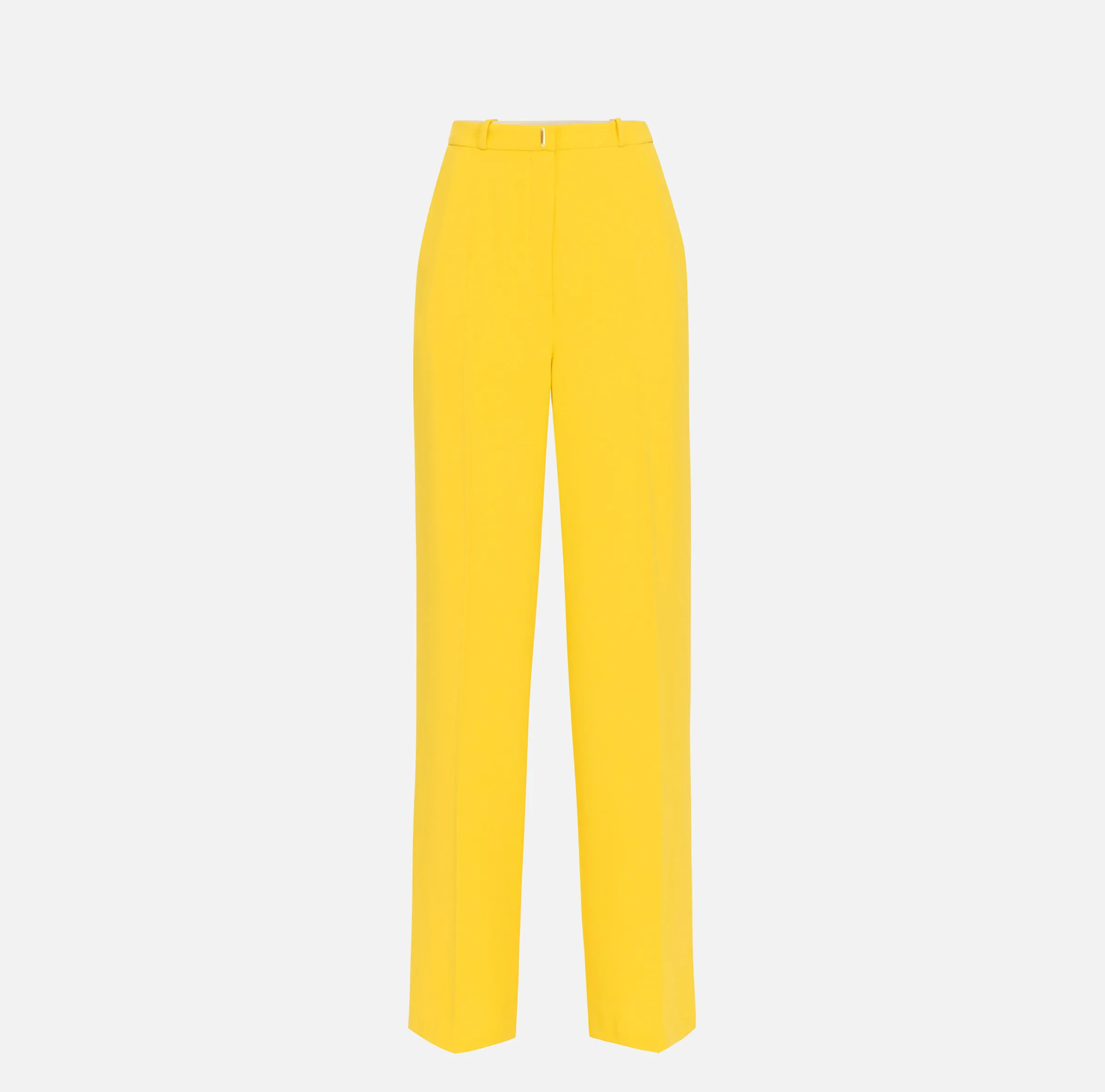 Pantalone dritto in crêpe fermo con placca logo