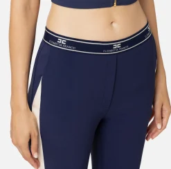 Pantalone dritto in crêpe con banda laterale