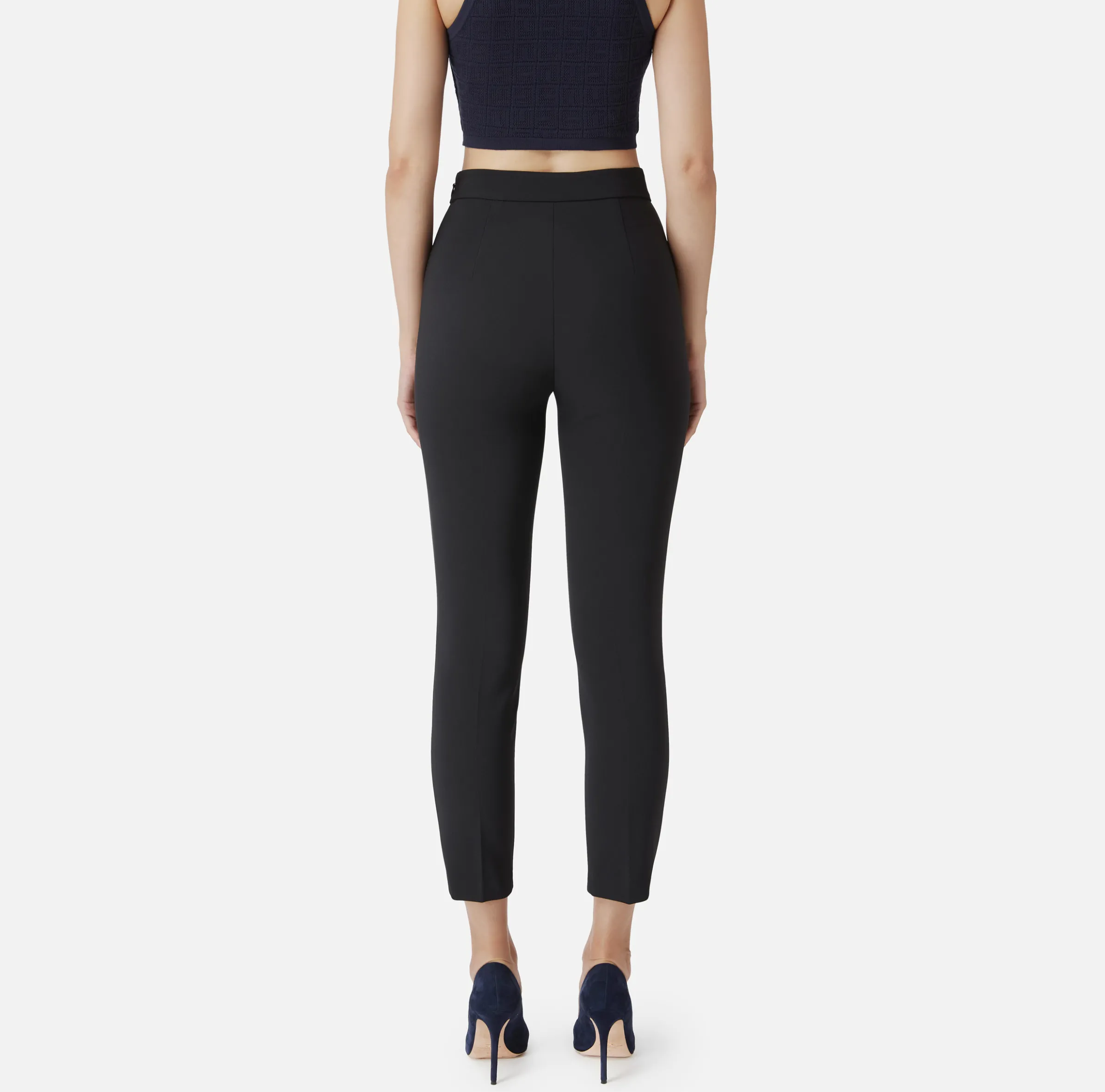 Pantalone dritto in crêpe con zip