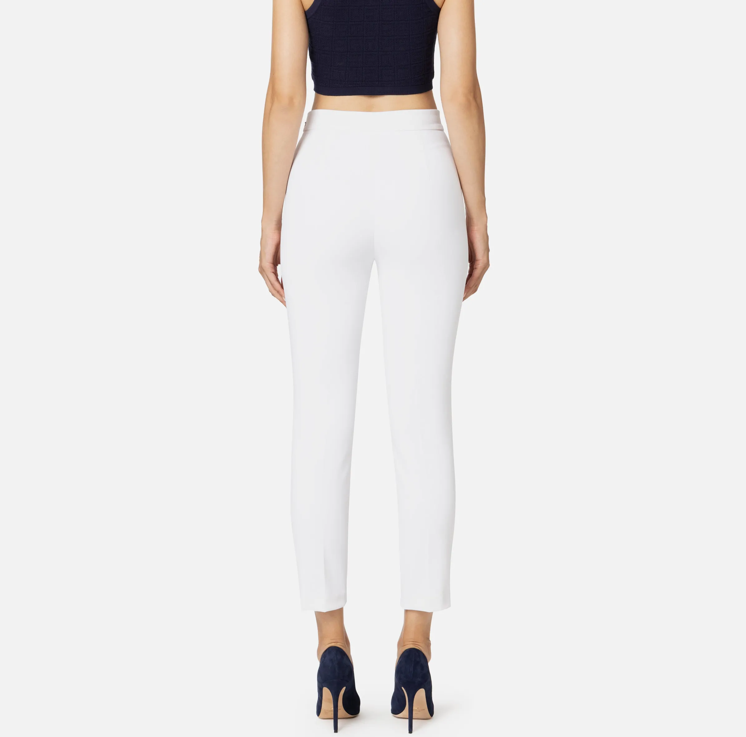 Pantalone dritto in crêpe con zip