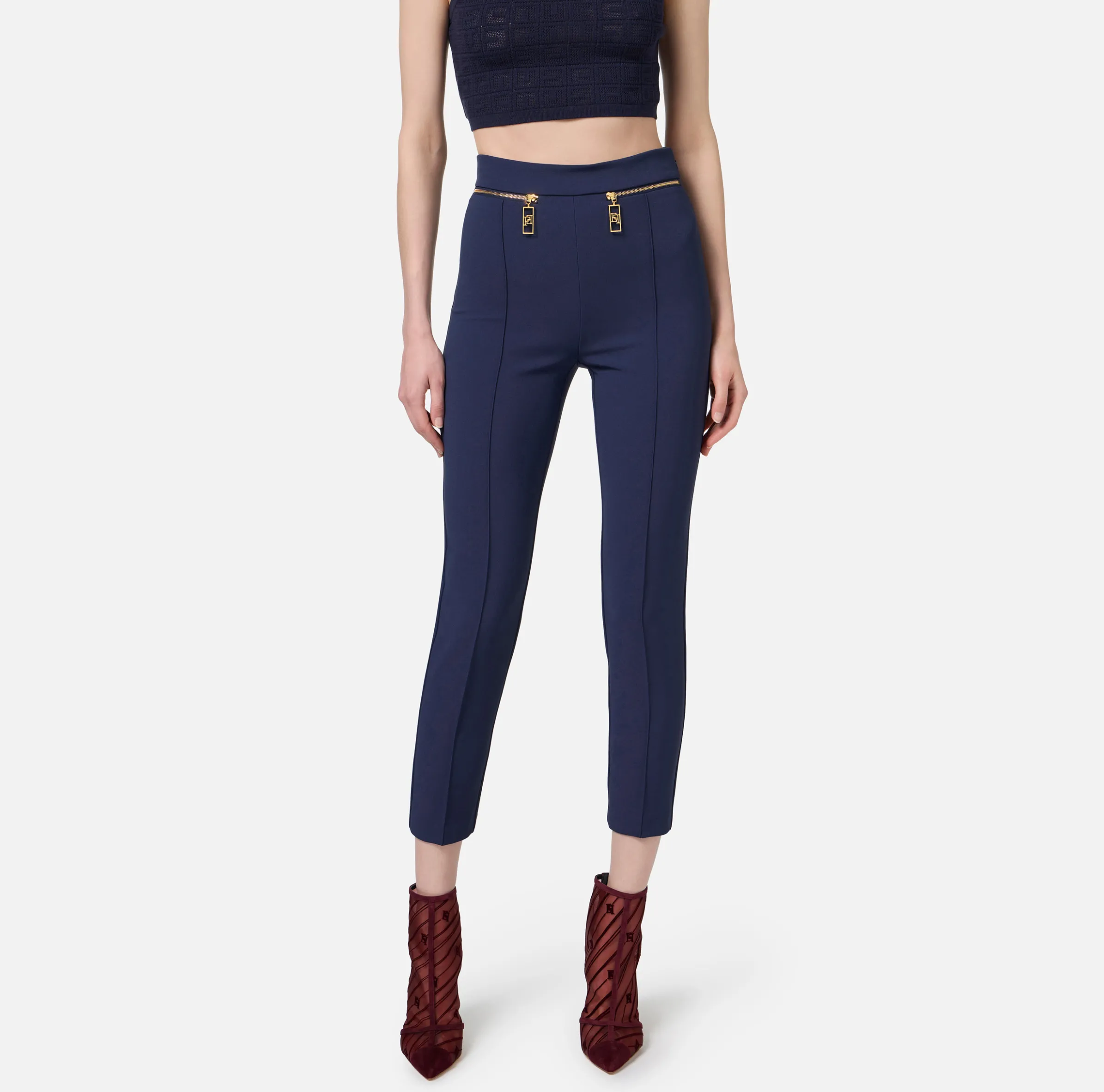Pantalone dritto in crêpe con zip
