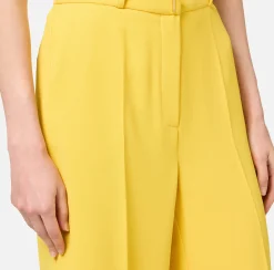 Pantalone dritto in crêpe fermo con placca logo