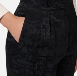 Pantalone dritto in crêpe jaquard lettering
