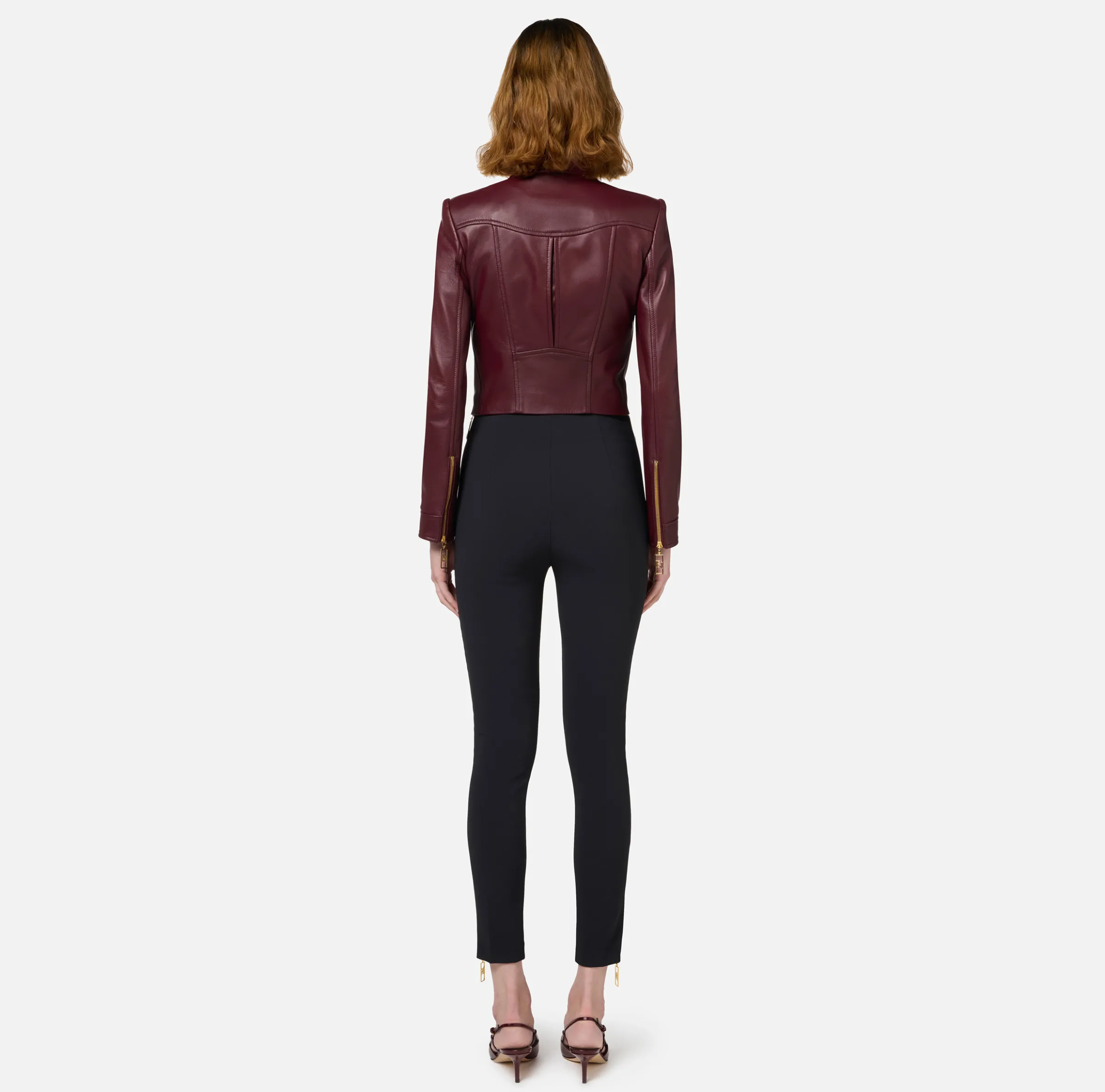 Pantalone dritto in crêpe stretch con zip