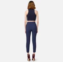 Pantalone dritto in crêpe con zip