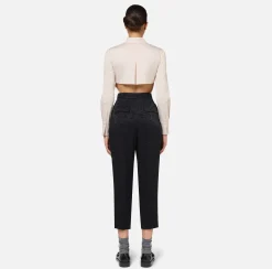 Pantalone dritto in crêpe jaquard lettering