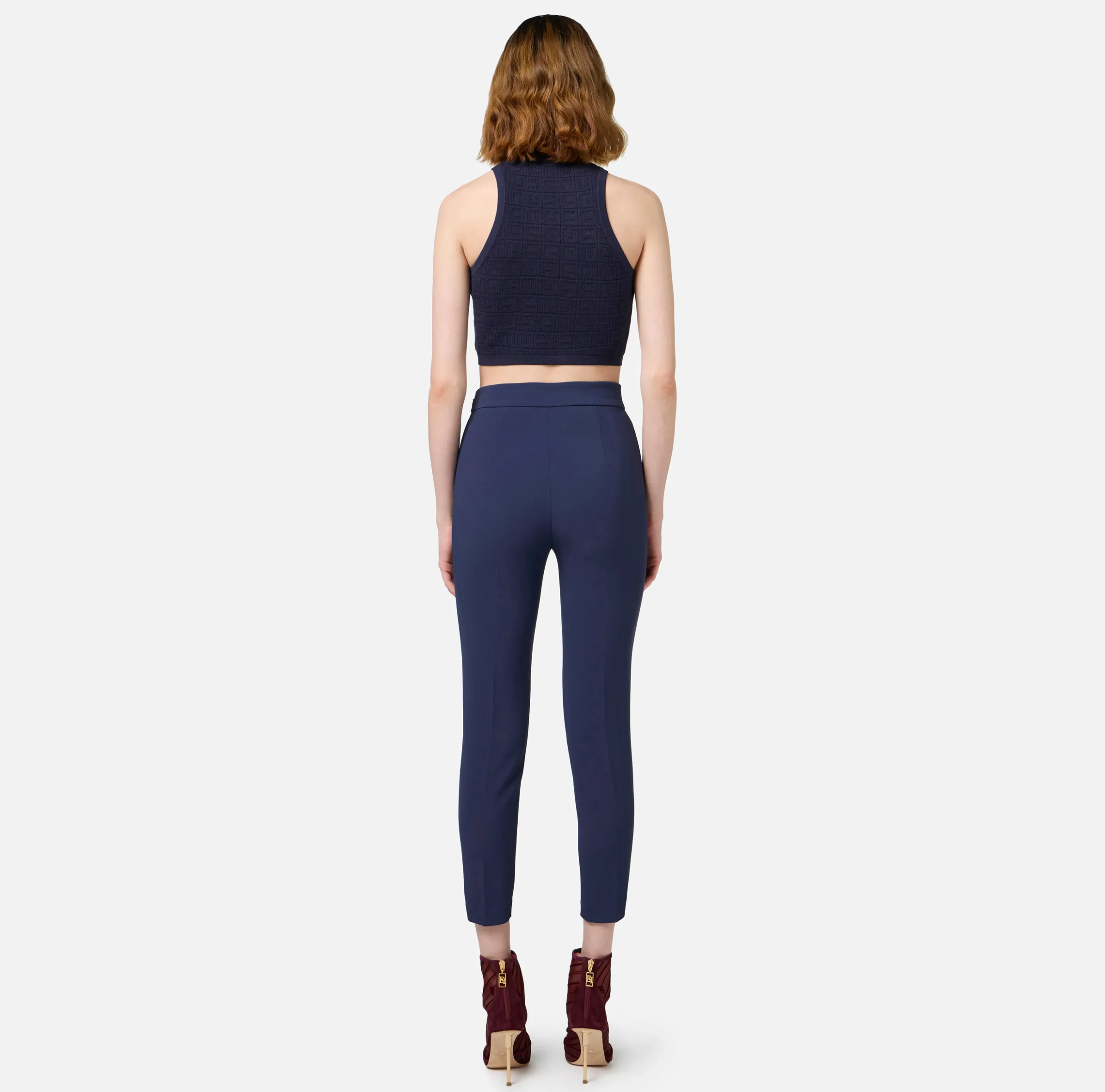 Pantalone dritto in crêpe con zip