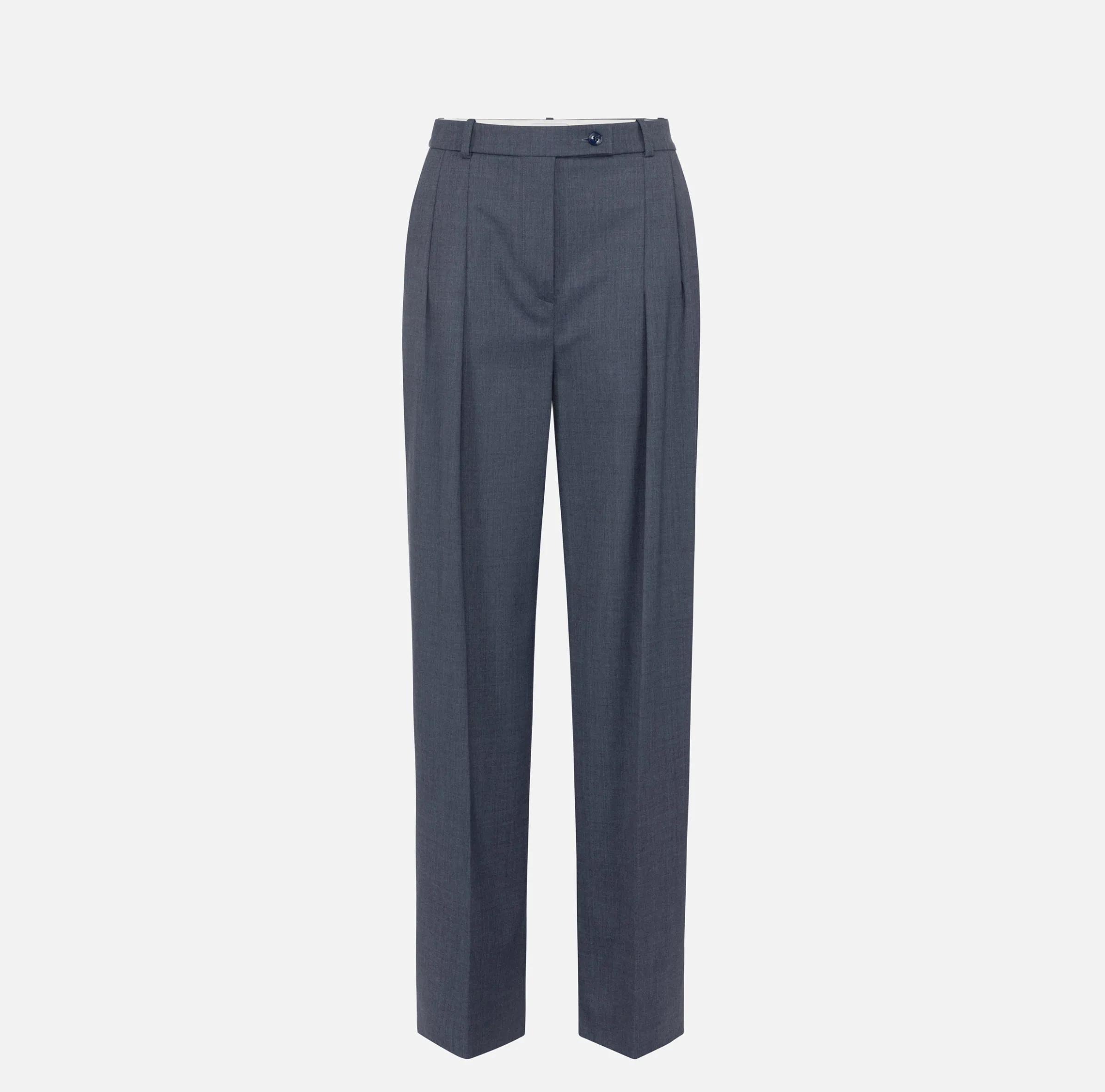 Pantalone dritto in fresco lana mélange con doppie pinces