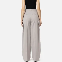 Pantalone dritto in fresco lana mélange con doppie pinces