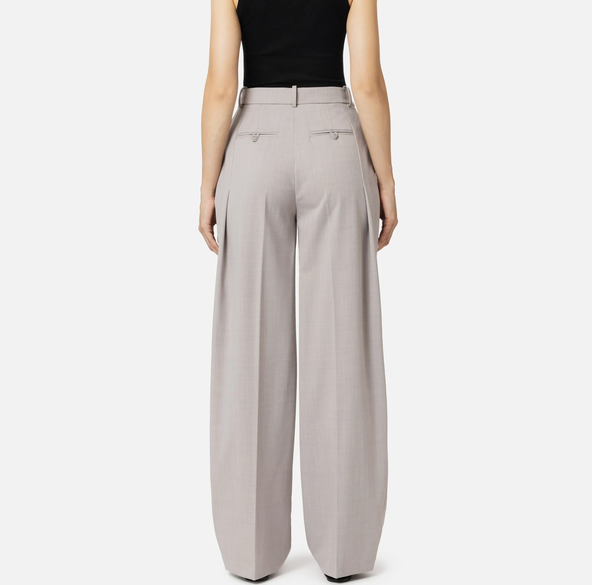 Pantalone dritto in fresco lana mélange con doppie pinces