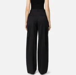 Pantalone dritto in fresco lana mélange con doppie pinces