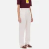Pantalone dritto in satin con bande in raso