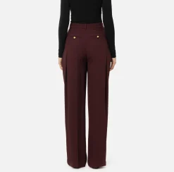 Pantalone dritto in satin con doppie pinces