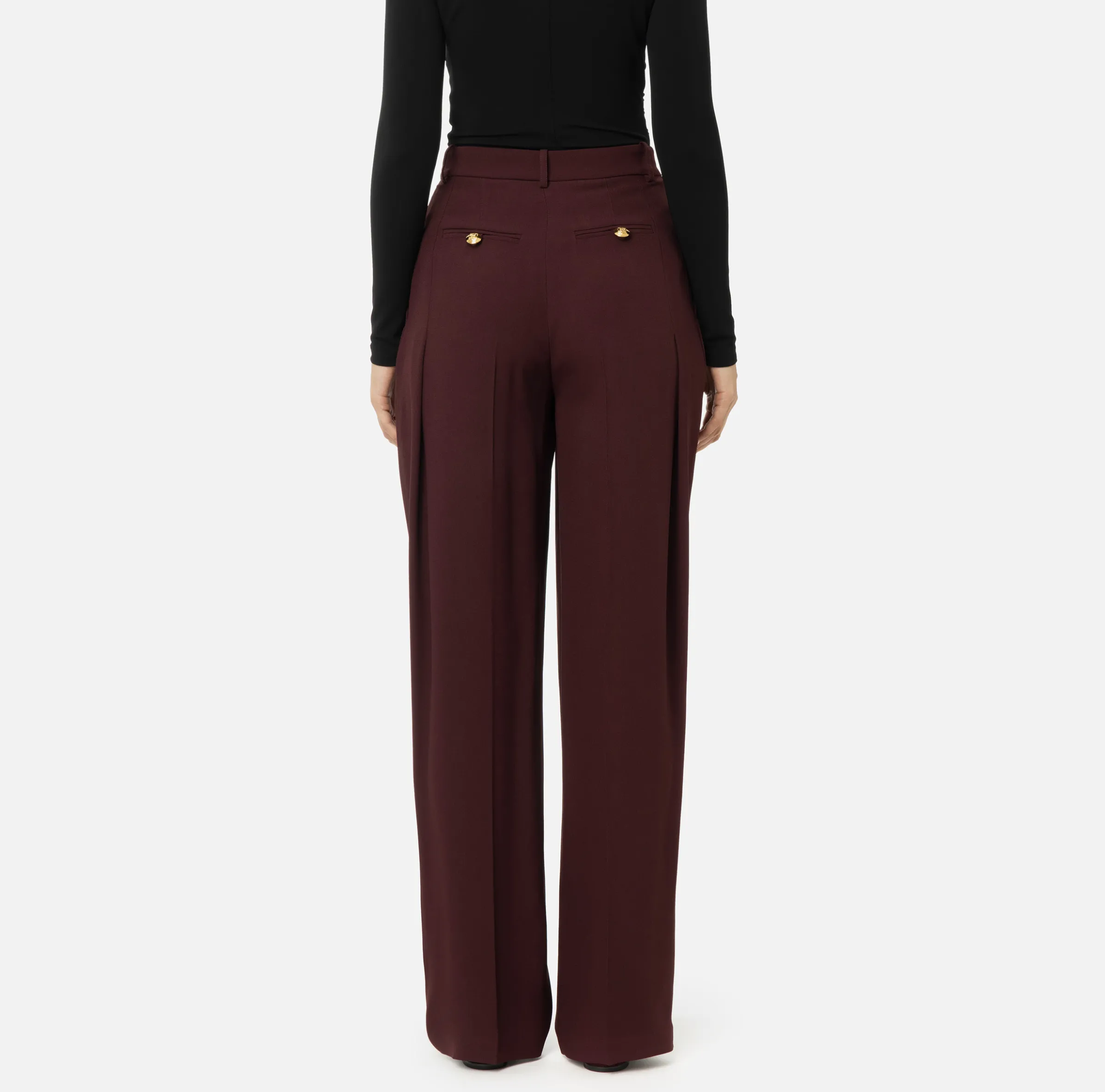 Pantalone dritto in satin con doppie pinces