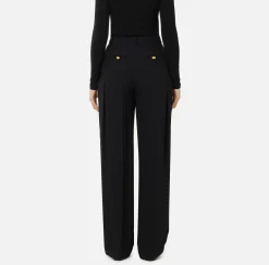 Pantalone dritto in satin con doppie pinces