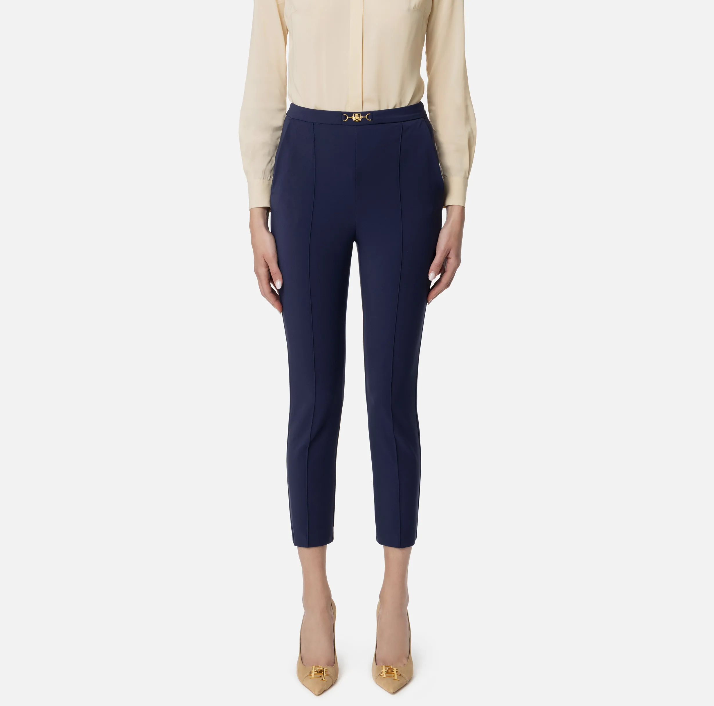 Pantalone dritto in tessuto tecnico con morsetto
