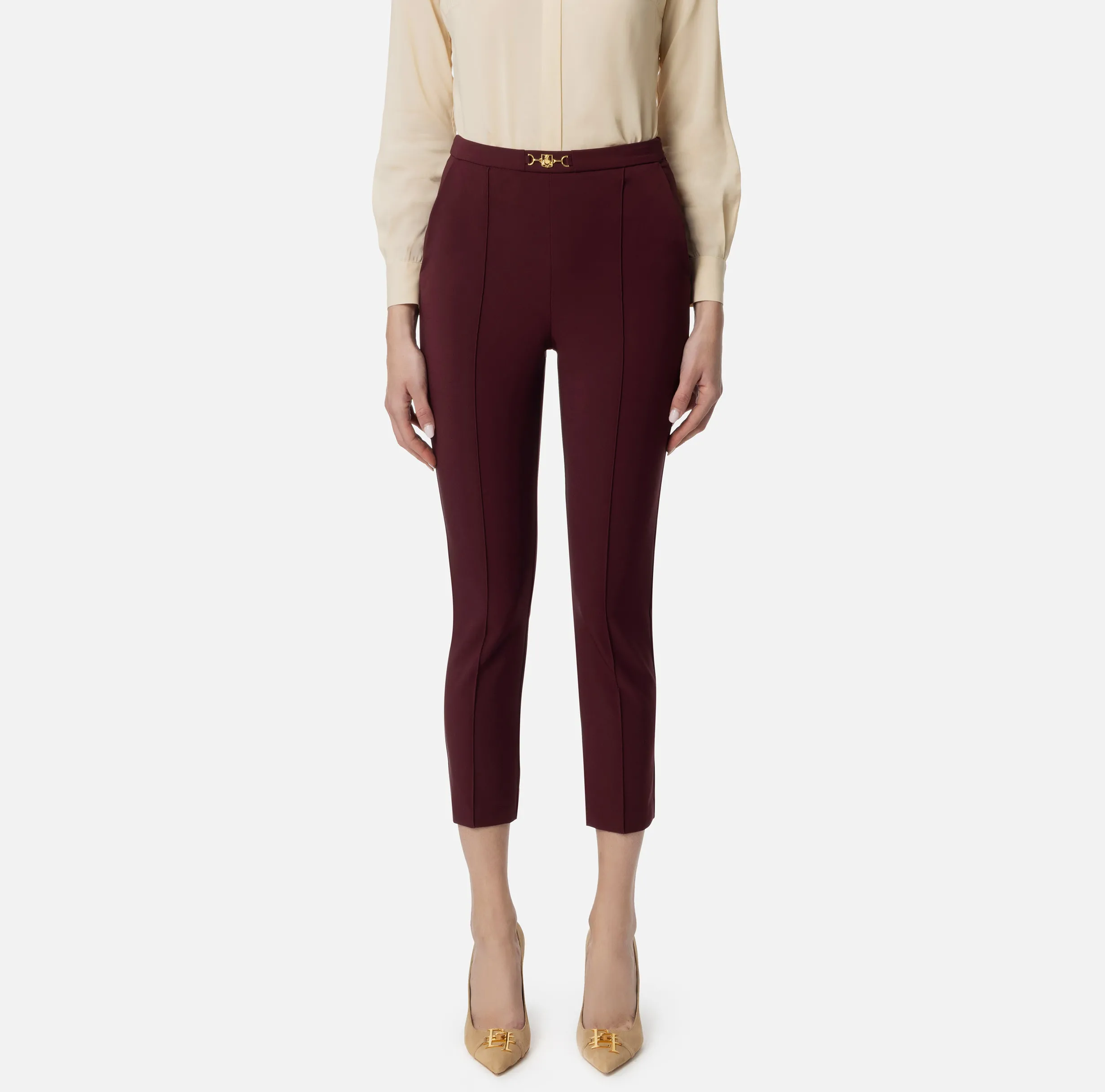 Pantalone dritto in tessuto tecnico con morsetto