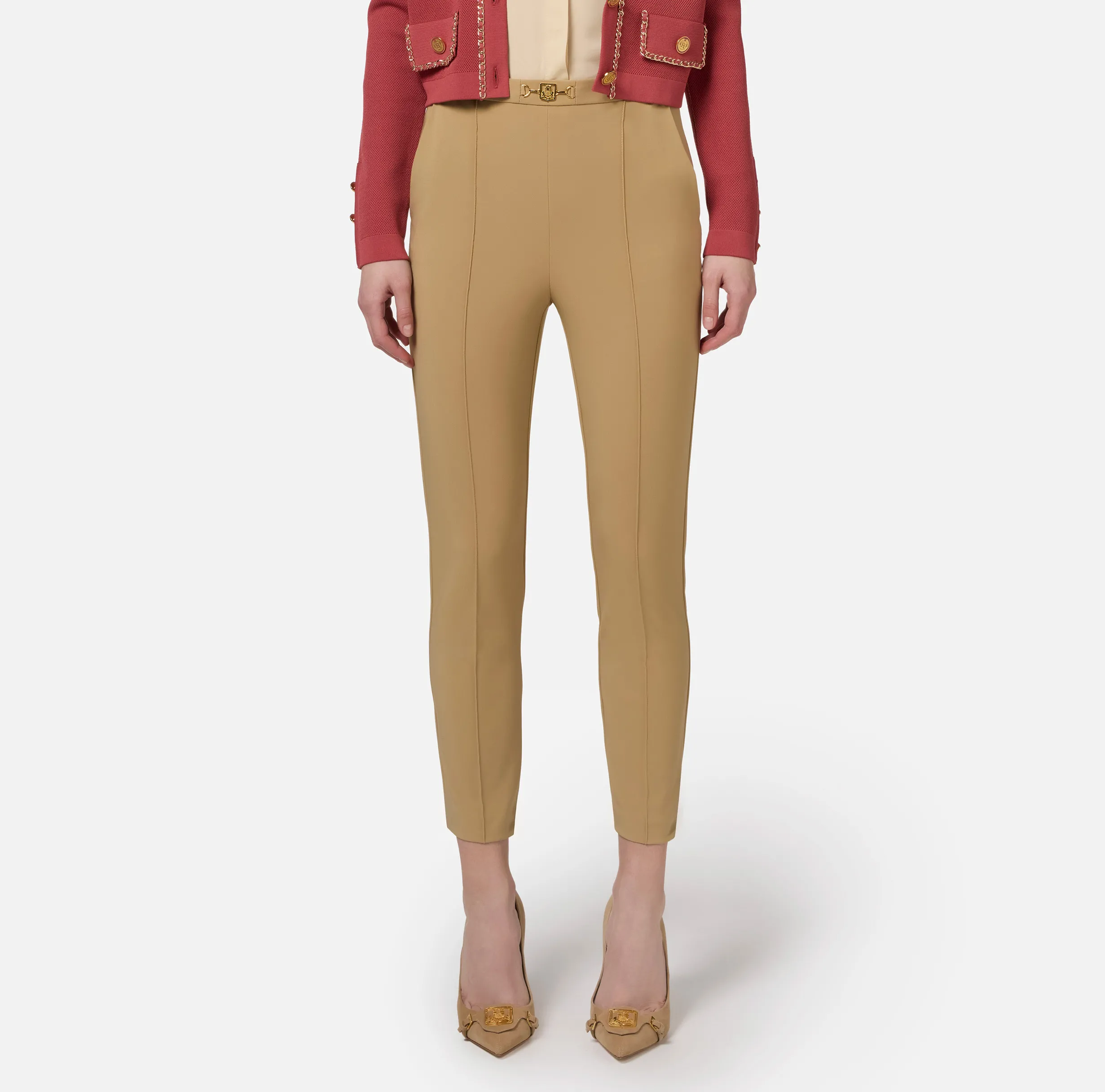 Pantalone dritto in tessuto tecnico con morsetto