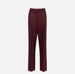 Pantalone gamba ampia con doppia pinces in fresco di lana stretch