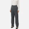 Pantalone gamba ampia con doppia pinces in fresco di lana stretch