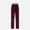 Pantalone in ciniglia ricamata con paillettes