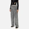 Pantalone in ciniglia ricamata con paillettes