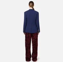 Pantalone in ciniglia ricamata con paillettes