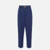 Pantalone in crêpe con cintura e ricamo