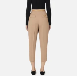Pantalone in crêpe con cintura e ricamo