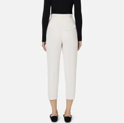 Pantalone in crêpe con cintura e ricamo