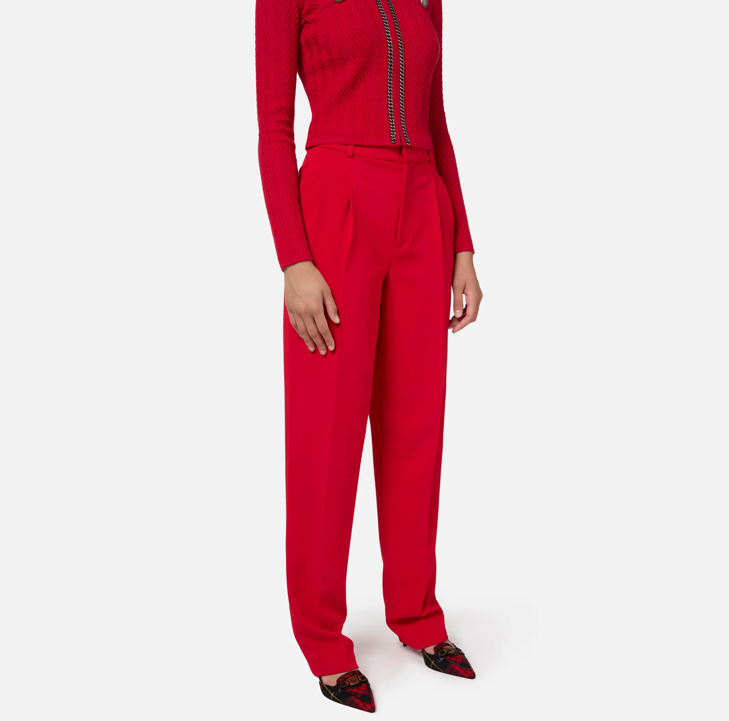 Pantalone in crêpe stretch con doppie pinces