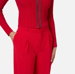 Pantalone in crêpe stretch con doppie pinces