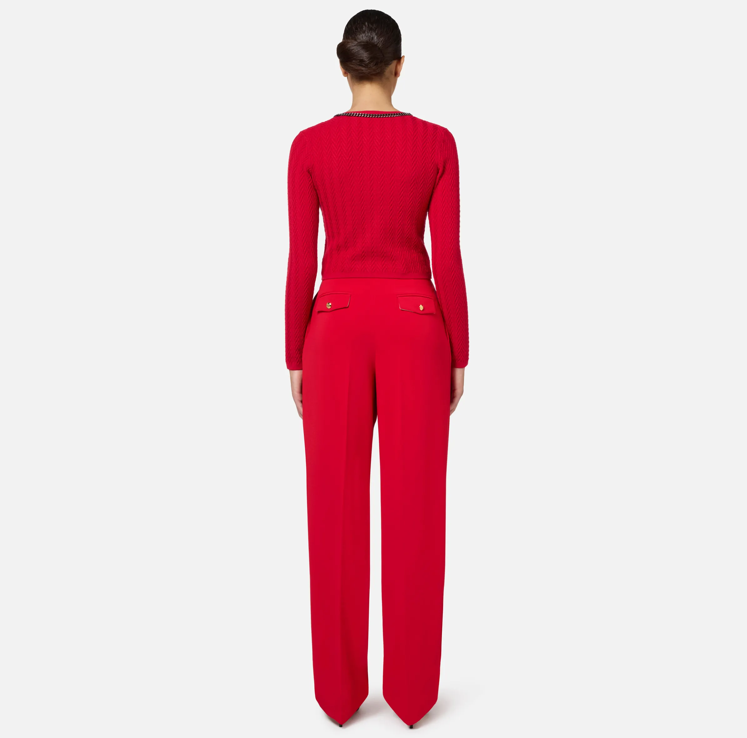 Pantalone in crêpe stretch con doppie pinces
