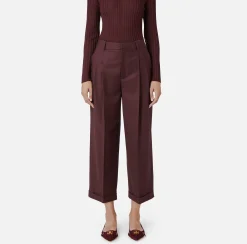 Pantalone in fresco lana con pinces e risvolto