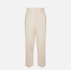 Pantalone in fresco lana con pinces e risvolto