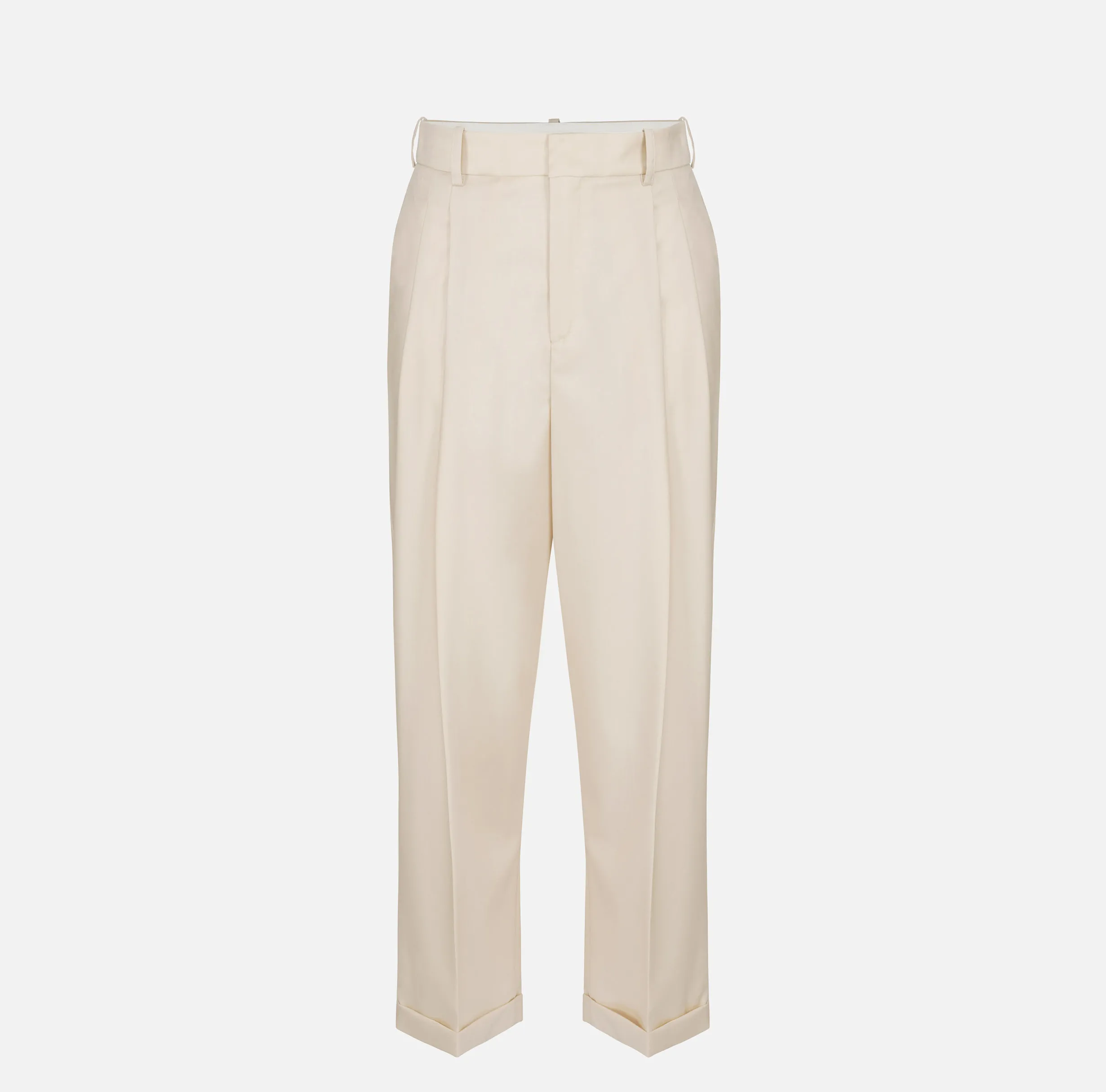Pantalone in fresco lana con pinces e risvolto