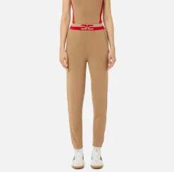 Pantalone jogger in viscosa con bande logo