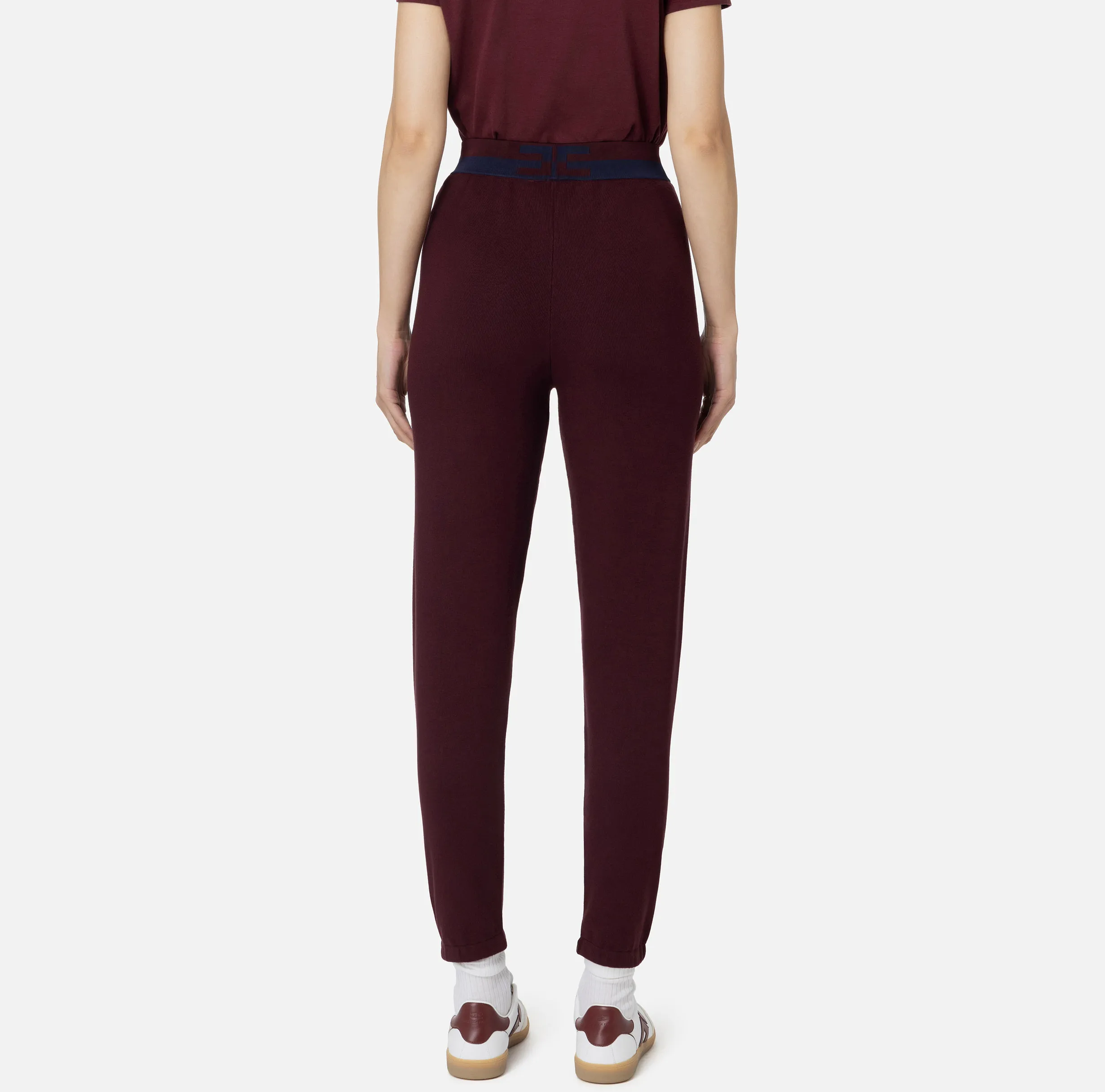 Pantalone jogger in viscosa con bande logo