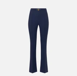 Pantalone palazzo in crêpe stretch con morsetto