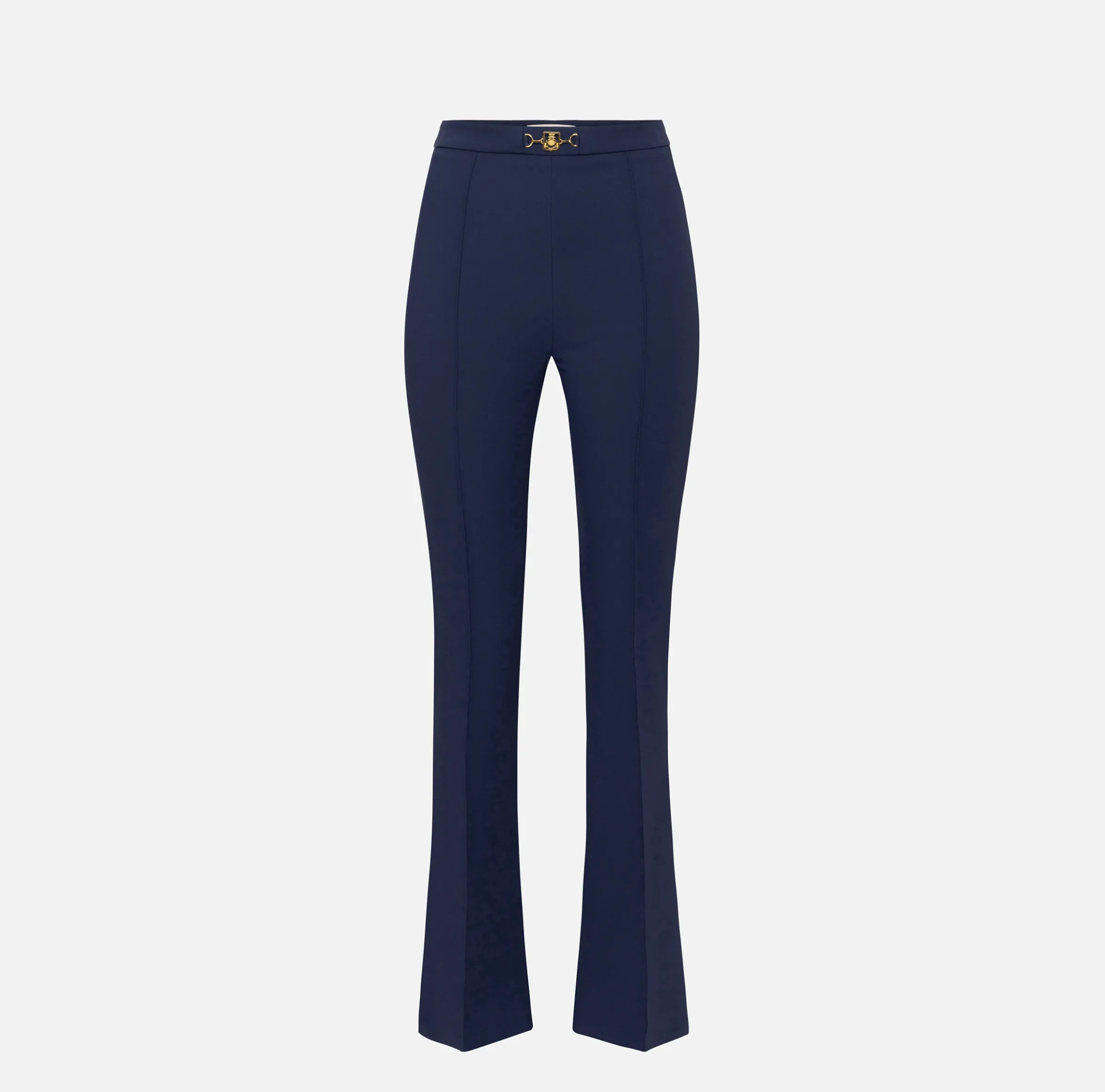 Pantalone palazzo in crêpe stretch con morsetto
