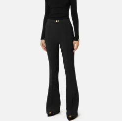Pantalone palazzo in crêpe stretch con morsetto